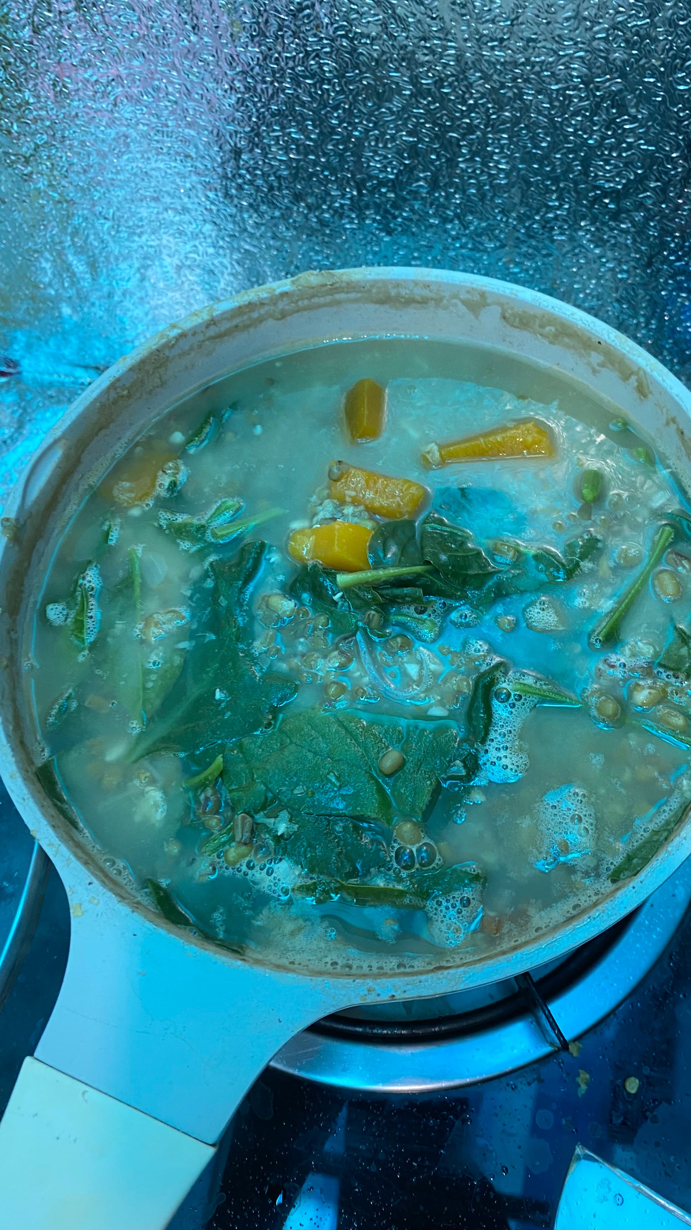 Hearty Vegetable & Lentil Soup with Pumpkin and Leafy Greens