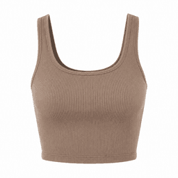 Ribbed Scoop-Neck Crop Tank – Taupe